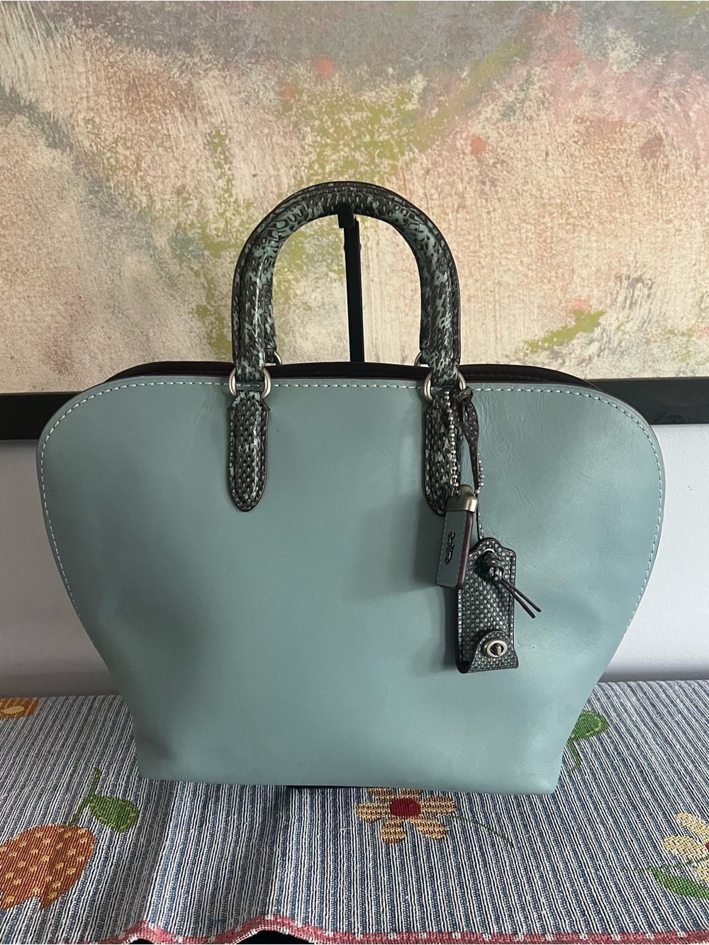 Coach 1941 Dakotah with Colorblock Snakeskin Detail Leather Satchel